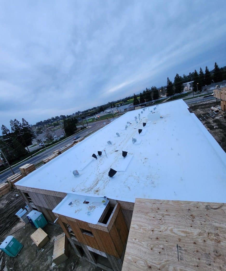 Completed white TPO commercial roof in the Greater Los Angeles Area