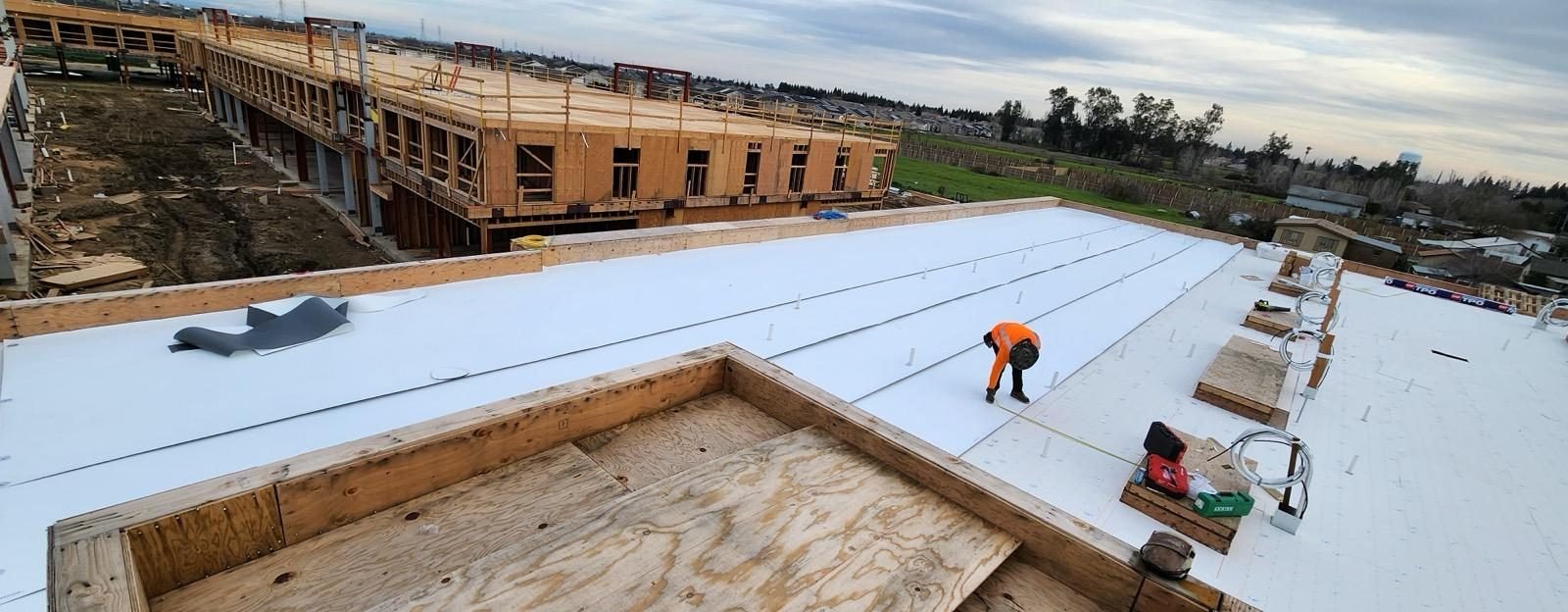 Large-scale commercial TPO roofing project by Cal Green Roofing